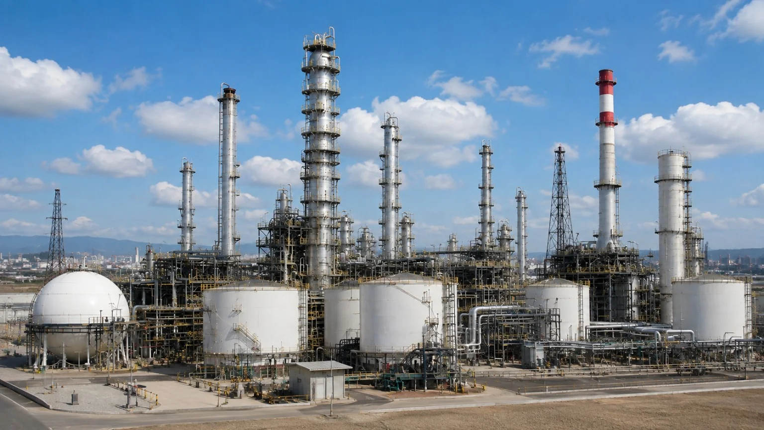 Oil refinery in daylight